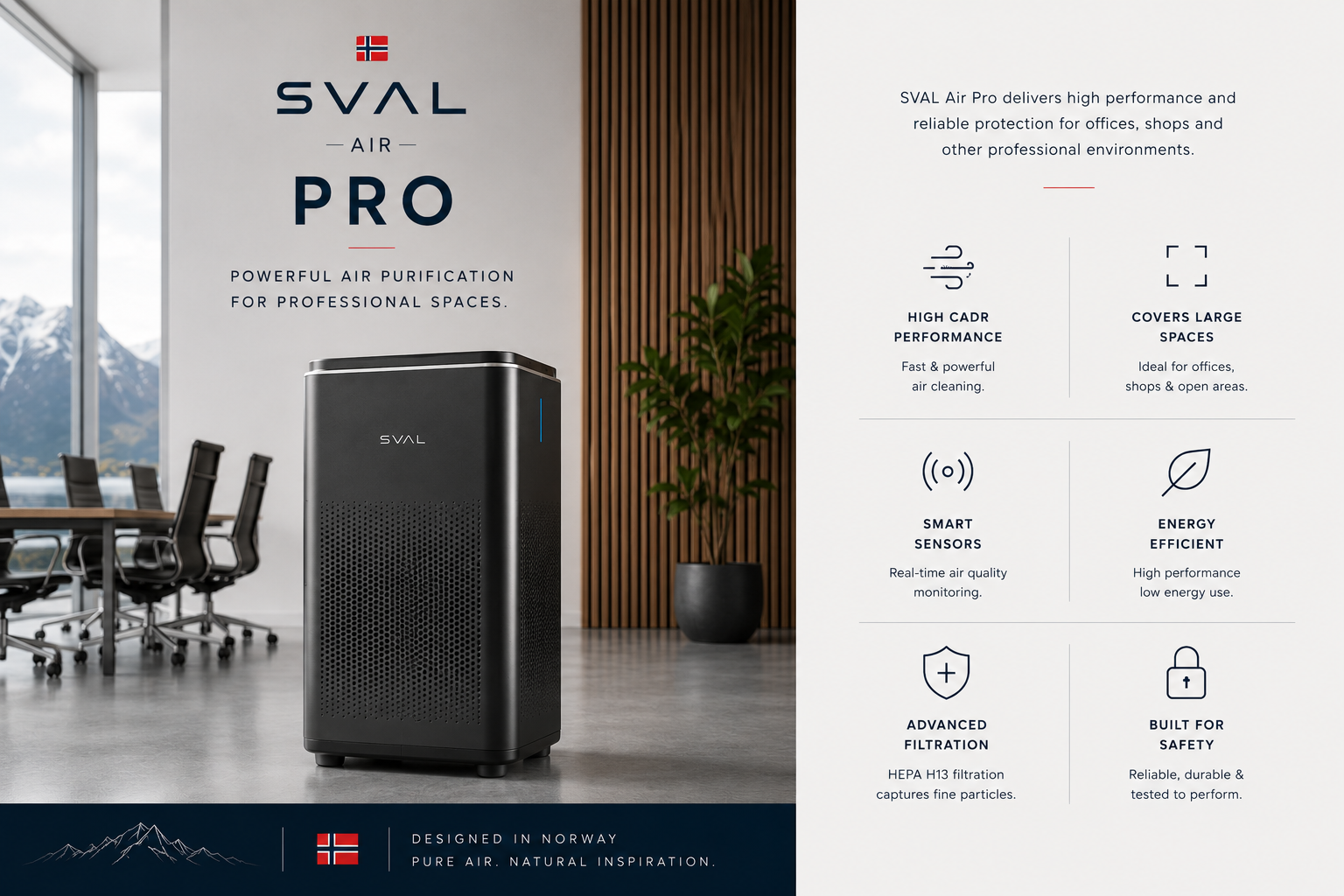 SVAL Air Pro — features and professional spaces overview