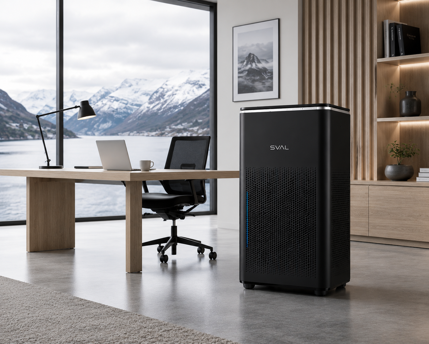 SVAL Air Pro in a boardroom with mountain views